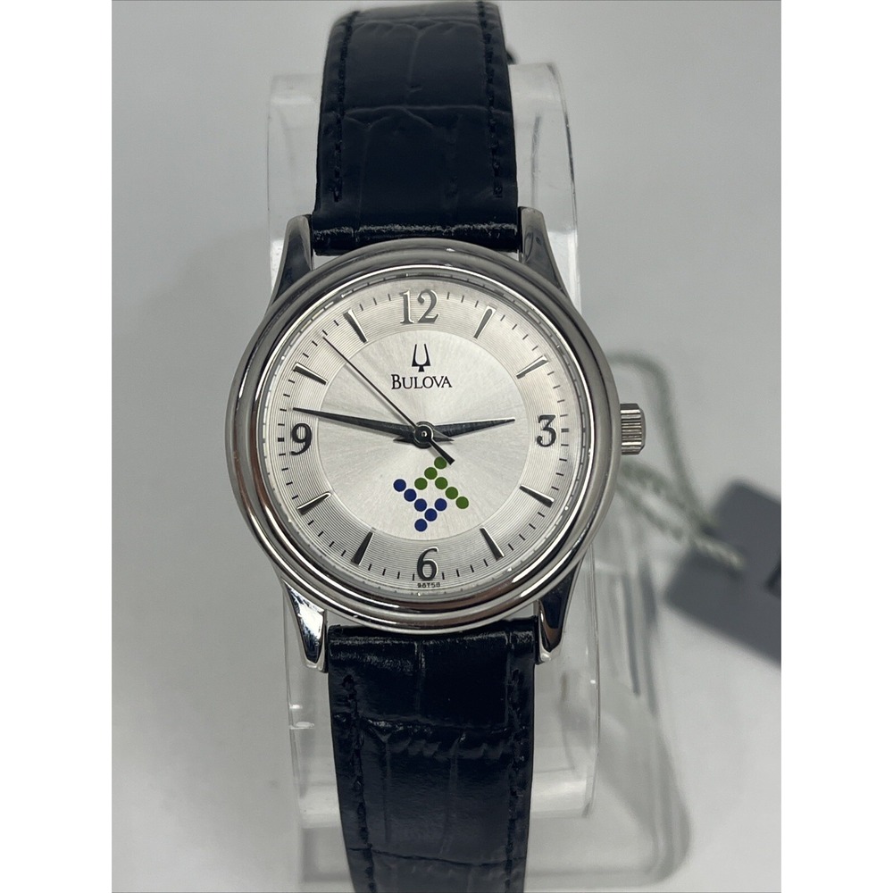 Bulova Women's Silver Dial Watch with Black Strap